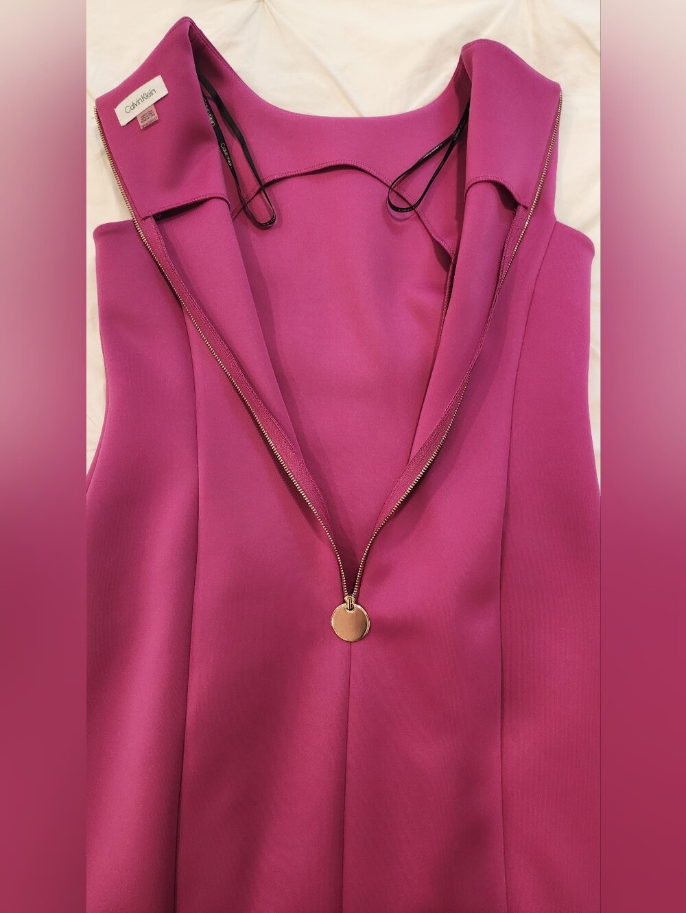 Calvin Klein Magenta Pink Sleeveless Sheath Dress Petite Size 6P - Picture 5 of 9